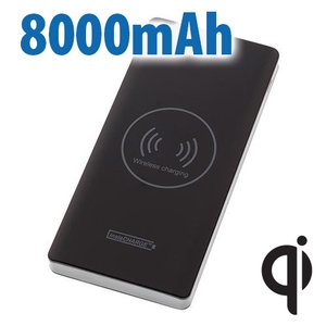 Calitronics instaCHARGE 8000mAh Dual-USB Power Bank with Qi Wireless + Lightning/USB micro Cable - Black